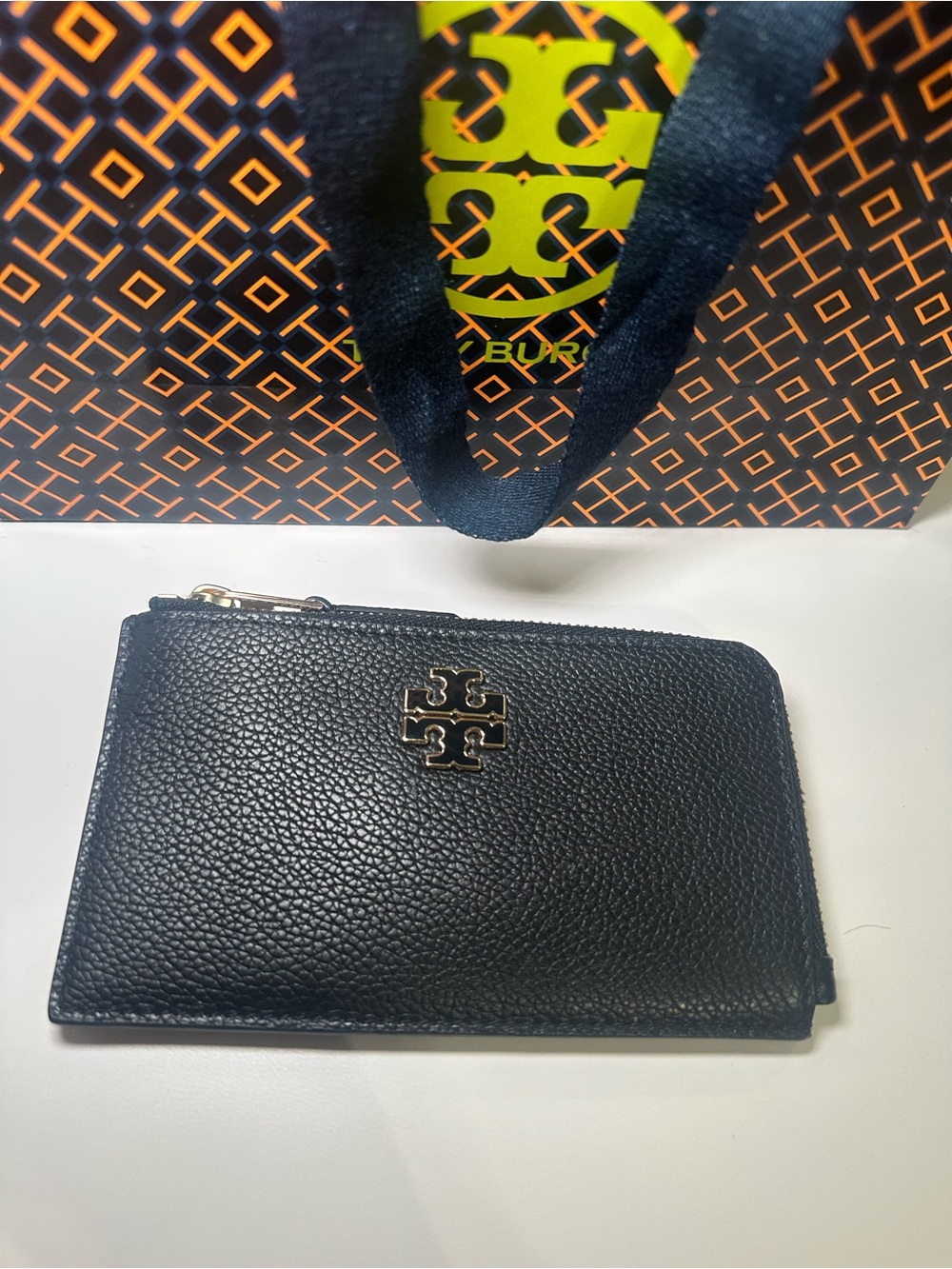 Tory Burch Black Britten Zip Card Case